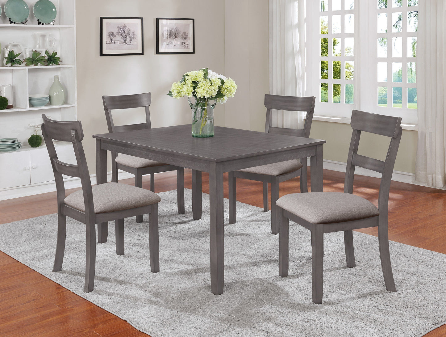 HENDERSON GREY 5 PIECE TABLE W/4 CHAIRS