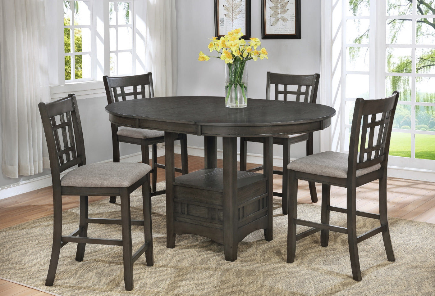 HARTWELL GREY COUNTER HEIGHT TABLE (18IN LEAF)