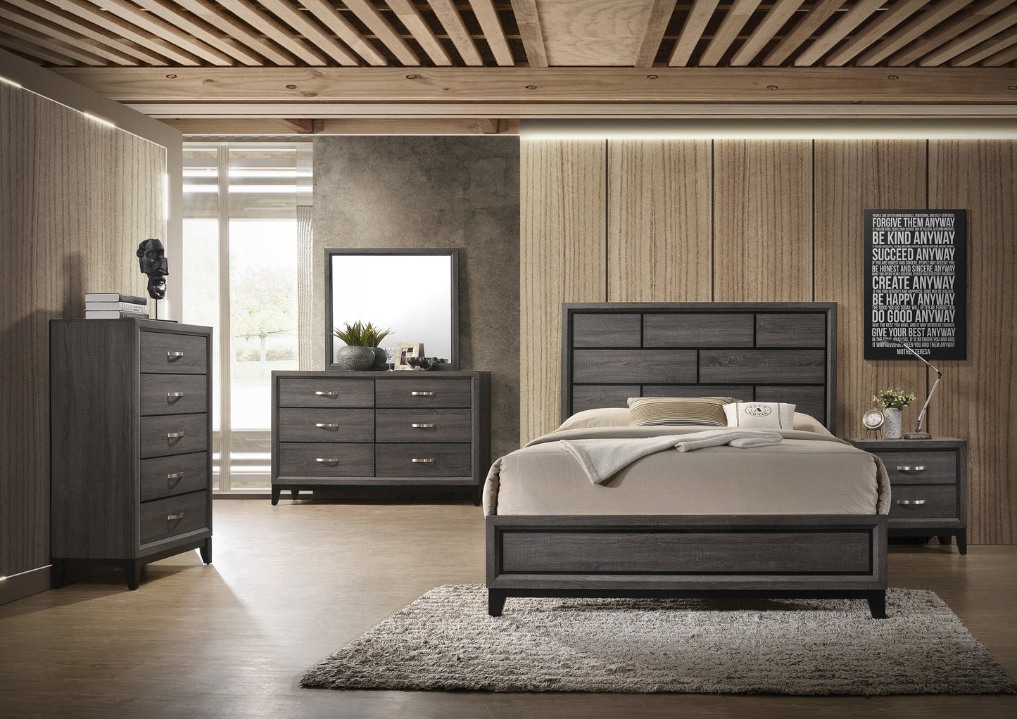 AKERSON GREY  QUEEN HEADBOARD/FOOTBOARD