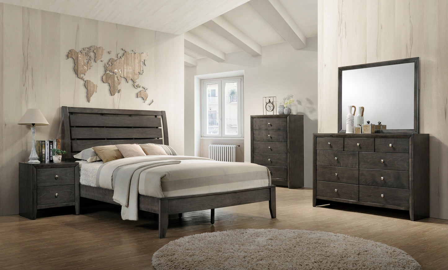 EVAN GREY QUEEN HEADBOARD/FOOTBOARD