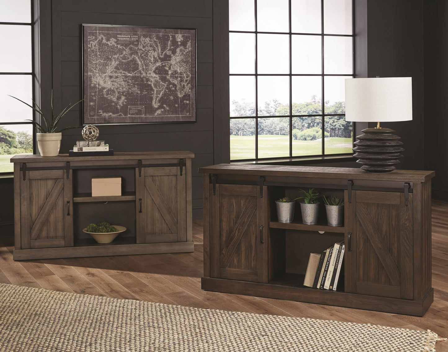 Console Brushed Grey Barndoor Ent