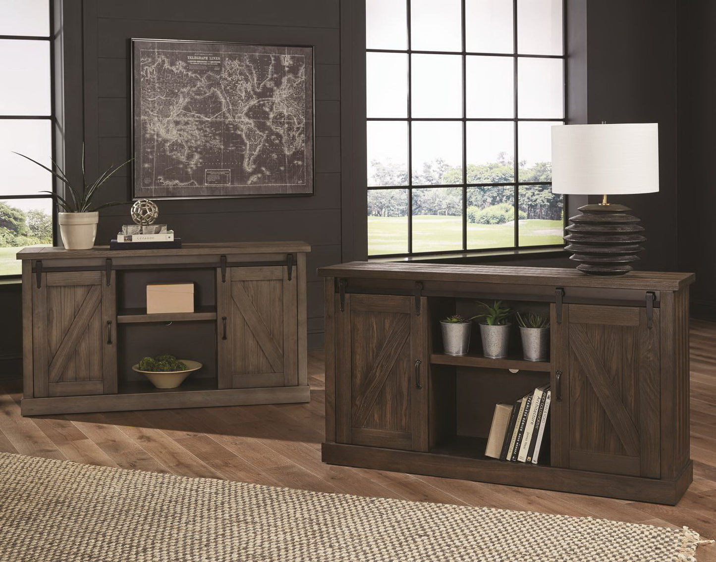 Console Brushed Brown Barndoor Ent