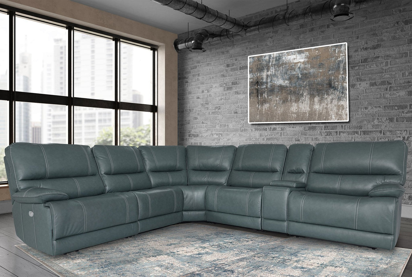 Cabrera Azure Sectional Power Sectional Left Arm Facing Recliner