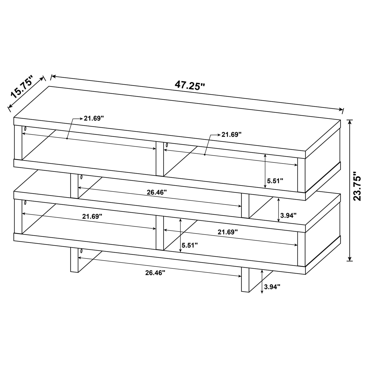 Parker TV Console with 5 Open Compartments Cappuccino