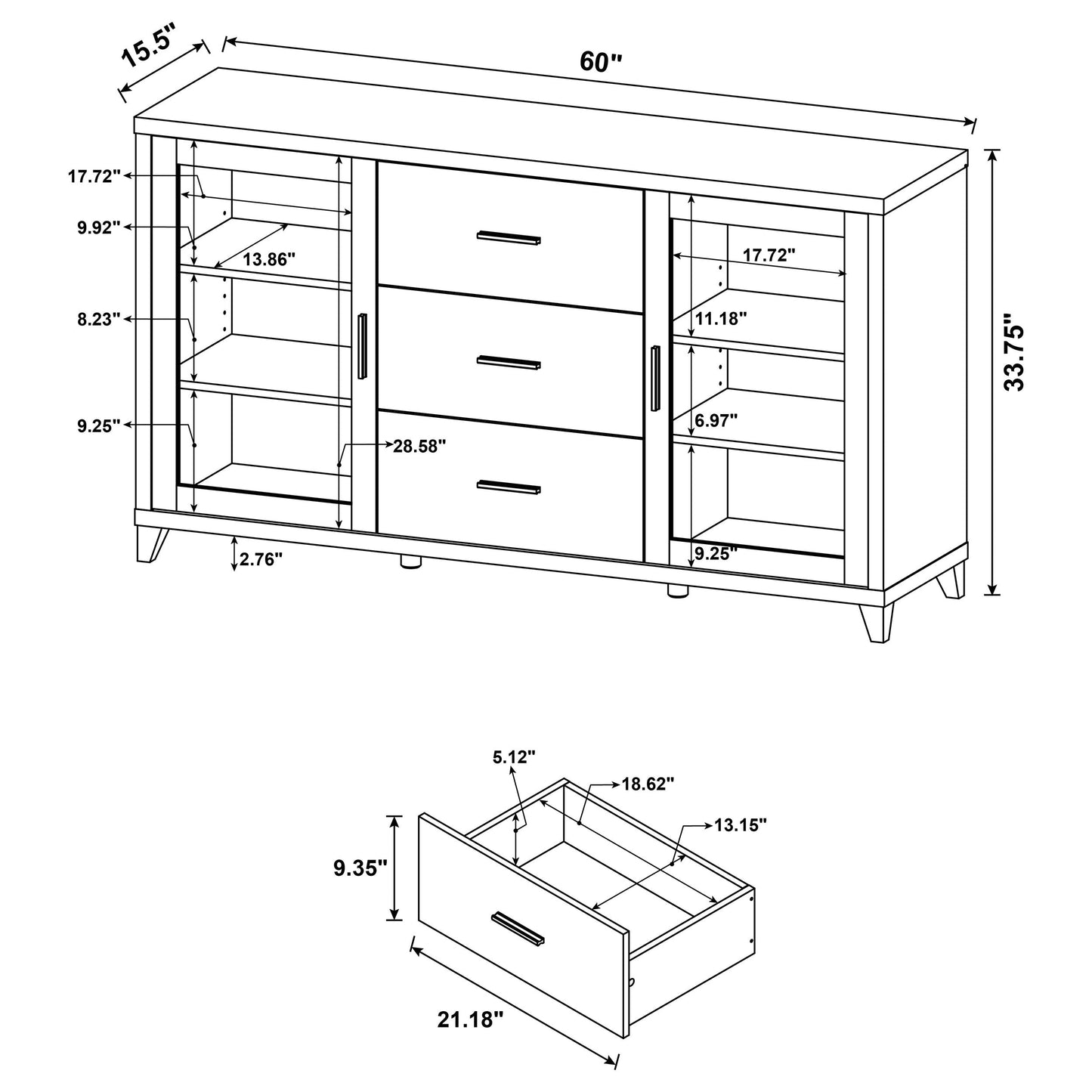Lewes 2-door TV Stand with AdjusTable Shelves Cappuccino