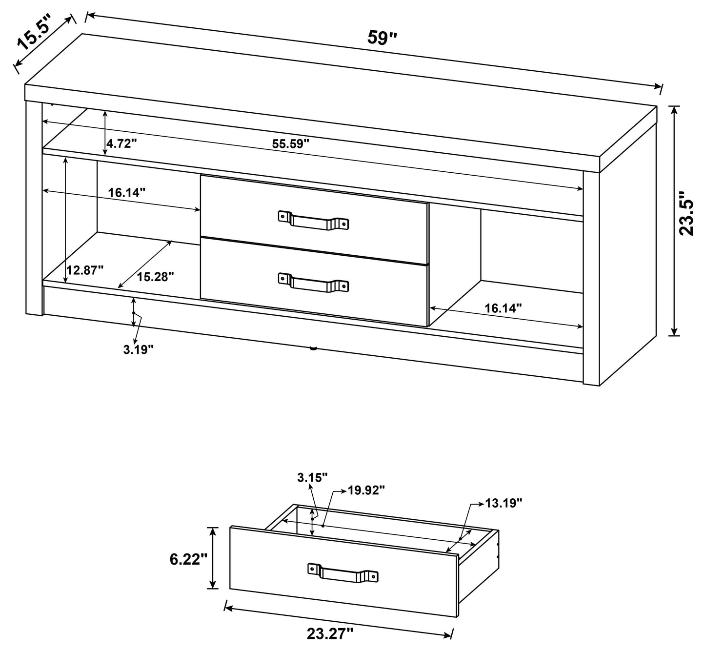 Burke 2-drawer TV Console Grey Driftwood