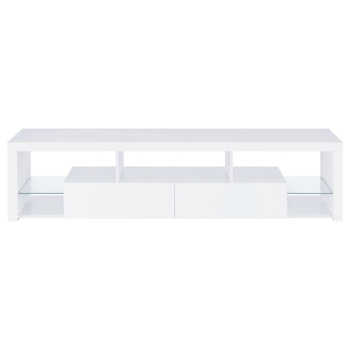 Jude 2-drawer 71" TV Stand With Shelving White High Gloss