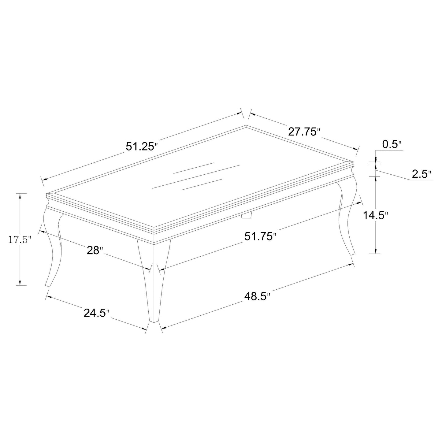 Luna Rectangular Coffee Table Chrome and Black