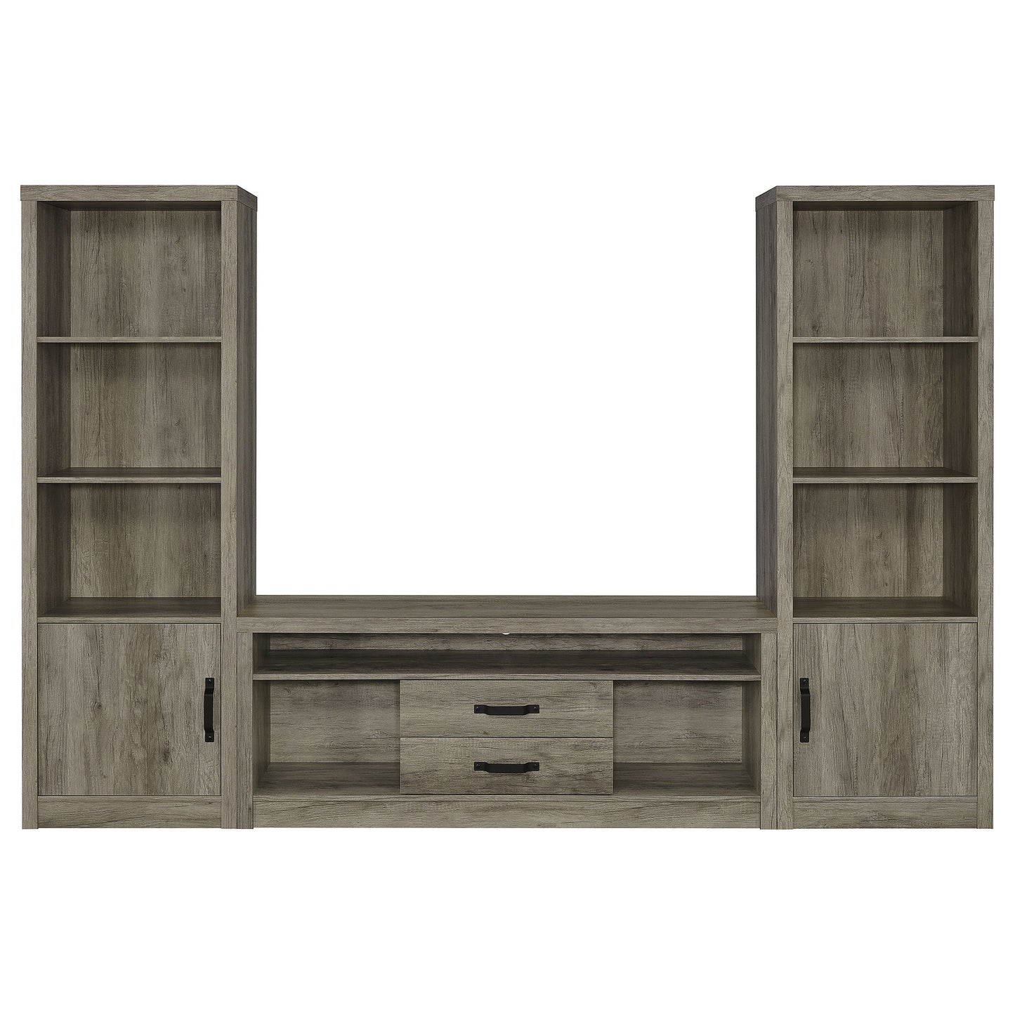 Burke 3-shelf Media Tower With Storage Cabinet Grey Driftwood