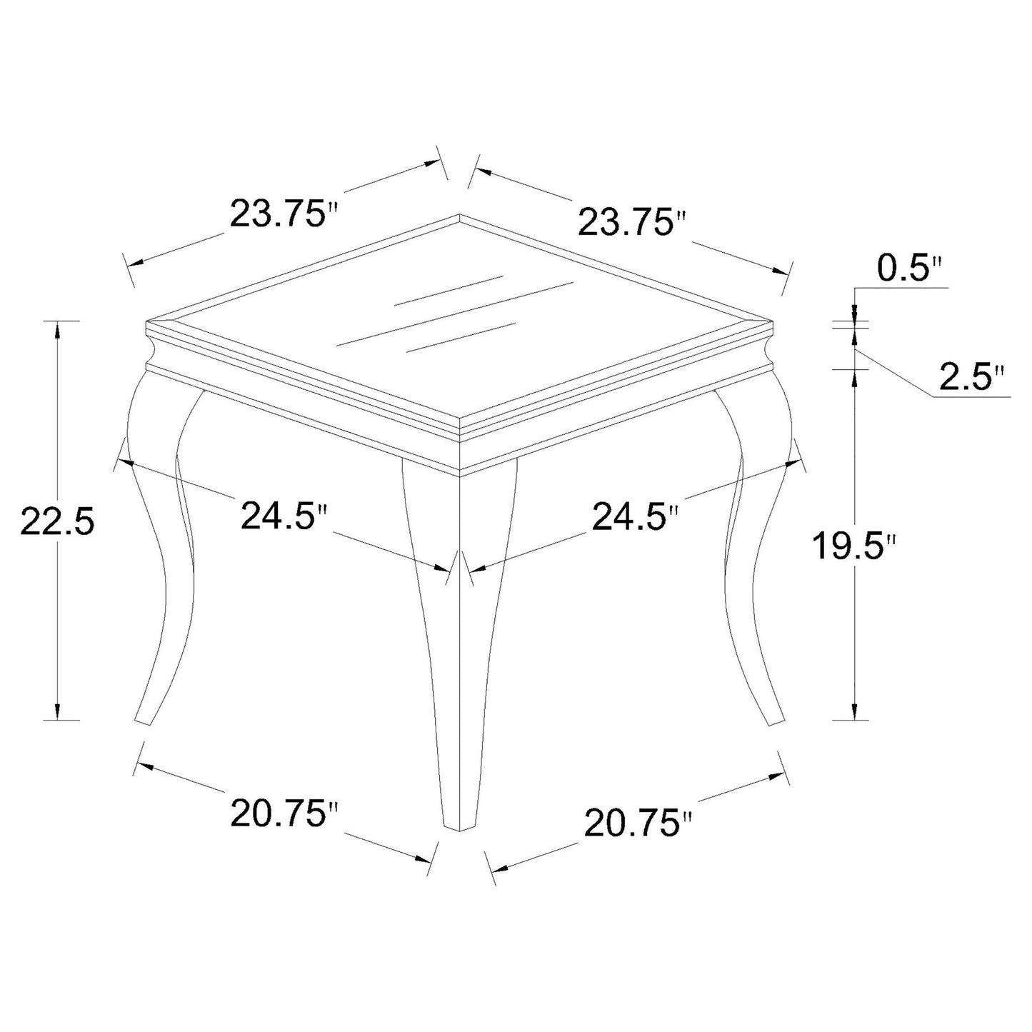 Luna Square End Table White and Chrome