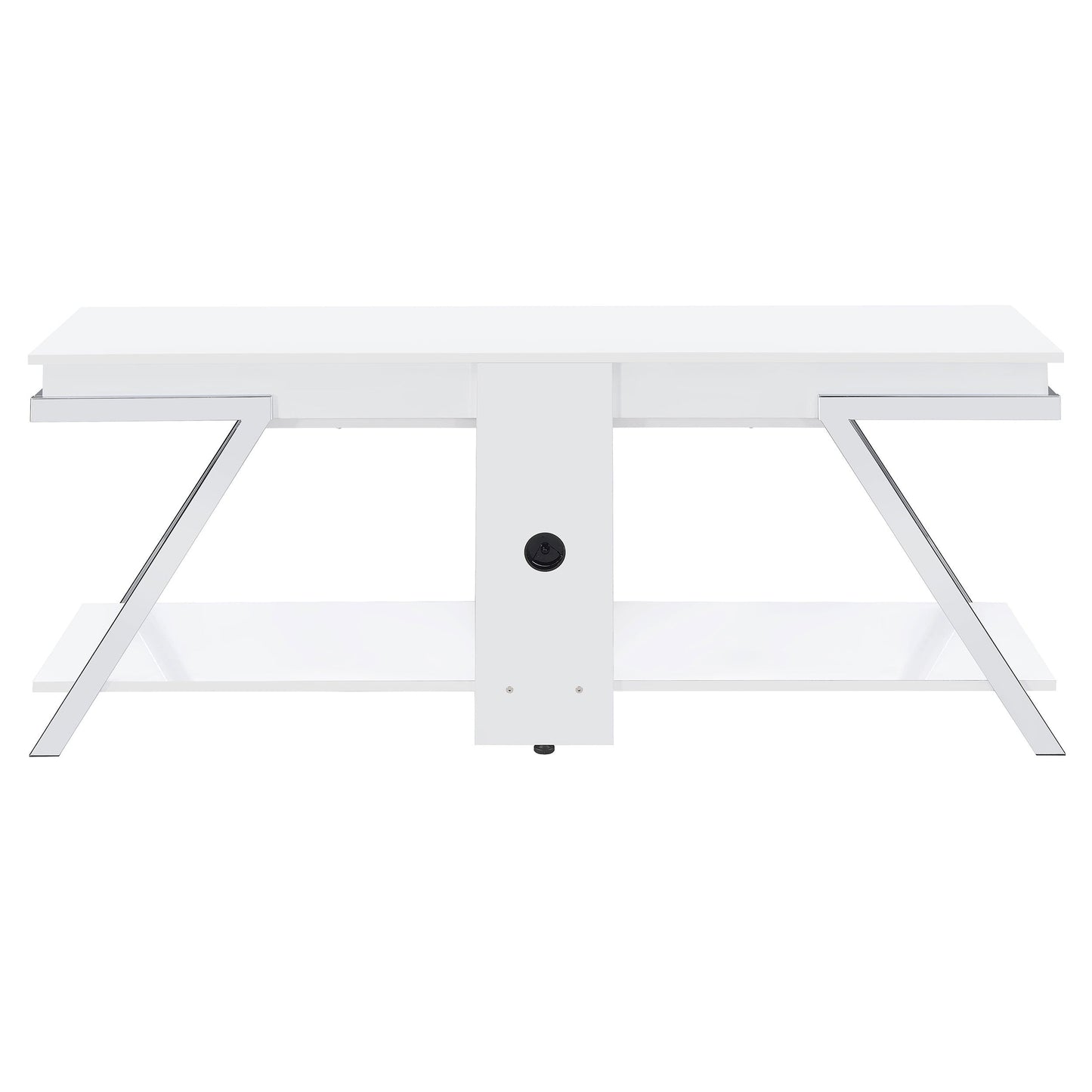 Marcia 1-drawer Wood 60" TV Stand White High Gloss and Chrome