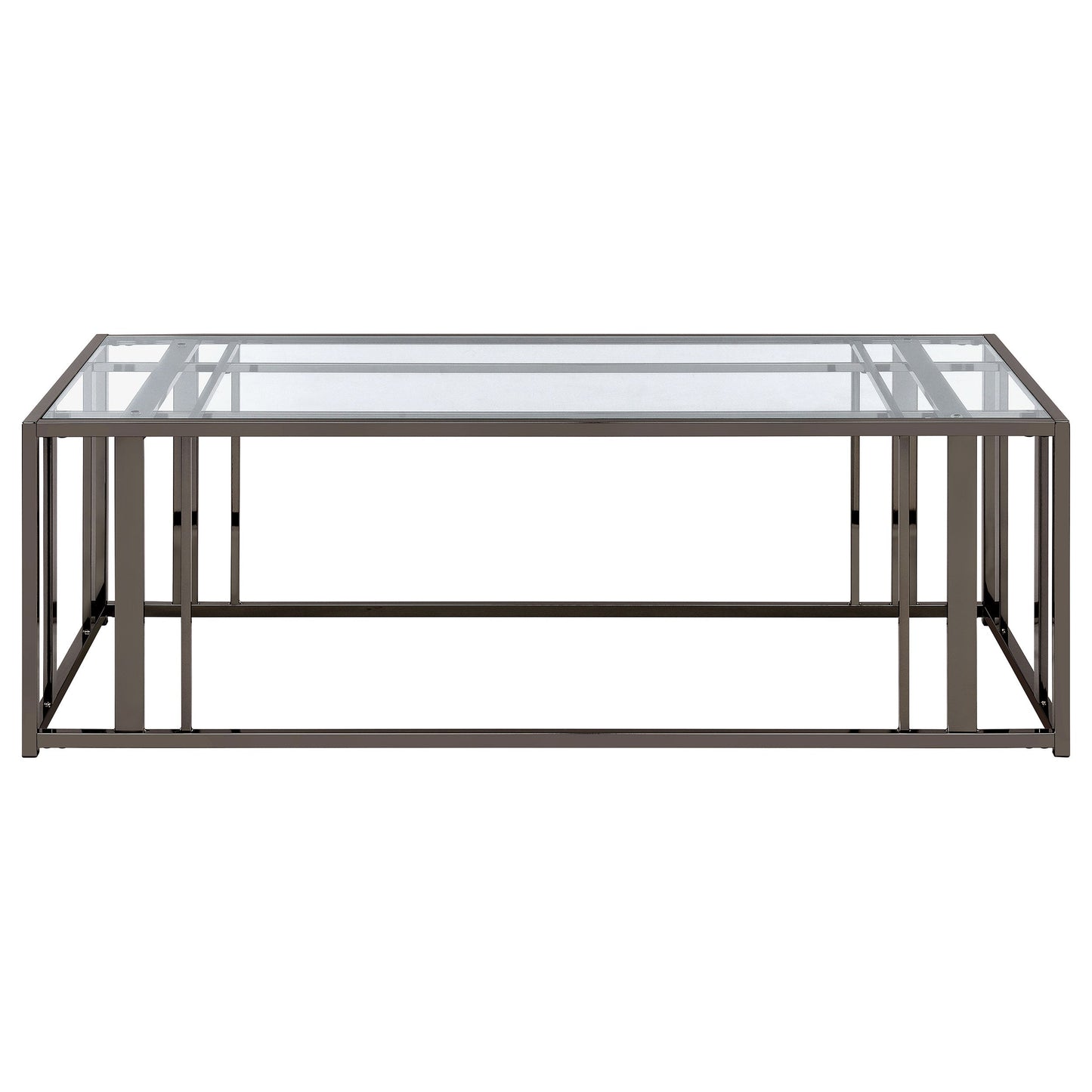 Adri Rectangular Glass Top Coffee Table Clear and Black Nickel