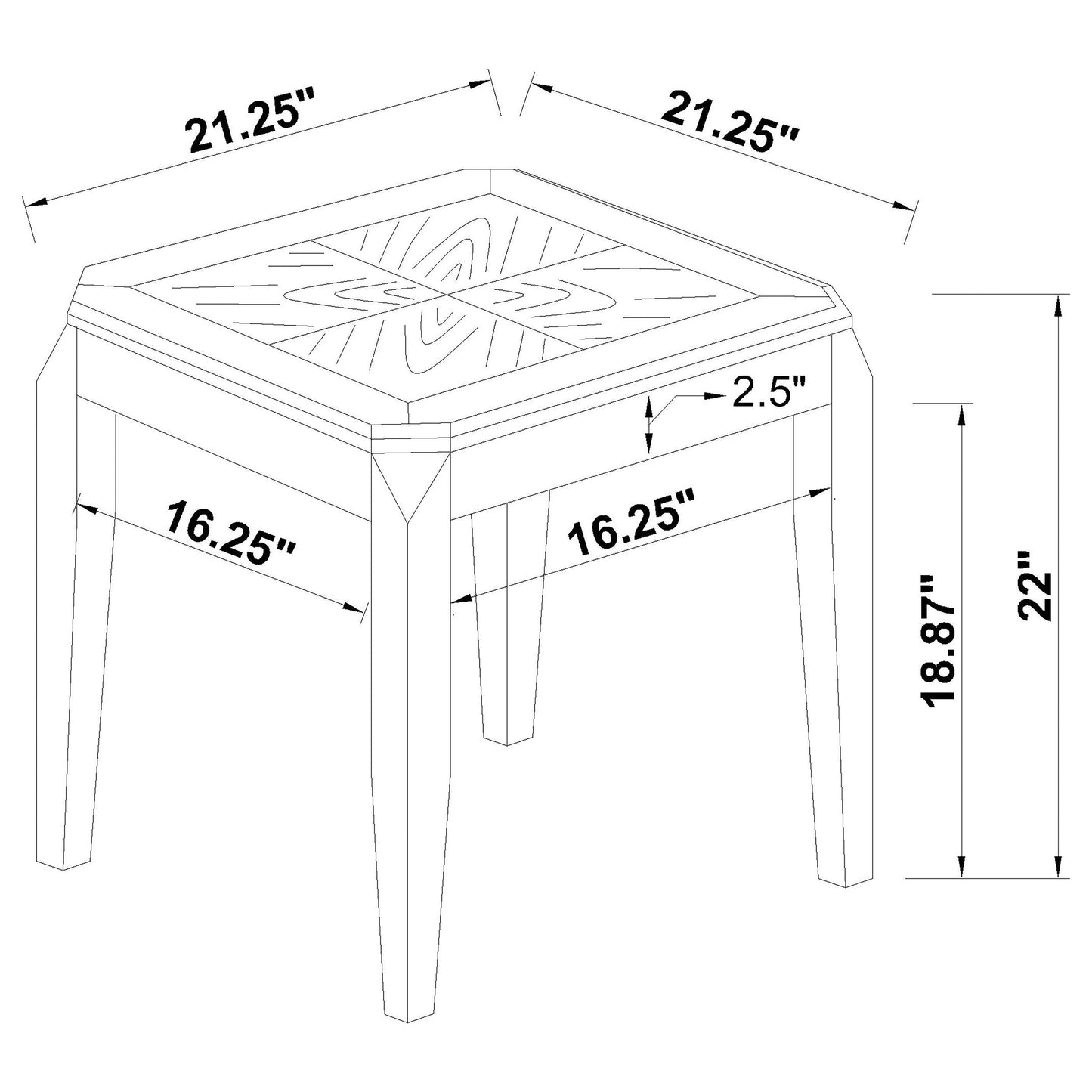 Baylor Square End Table Walnut