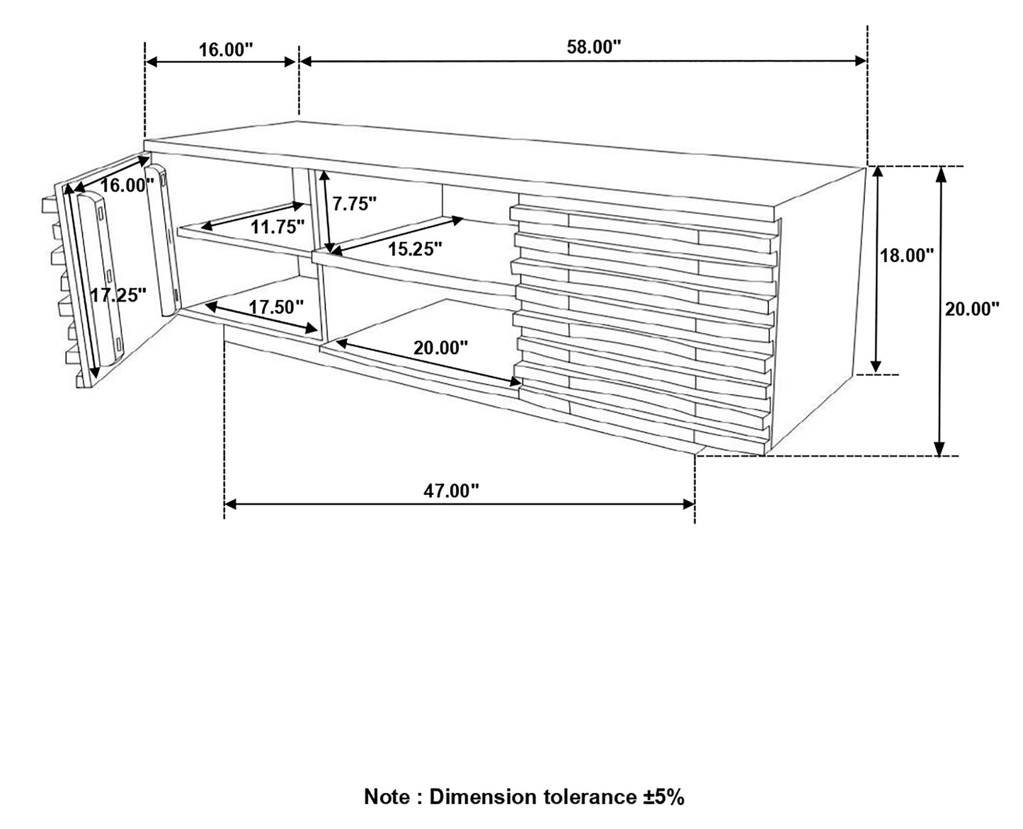 Julia 2-door TV Console with AdjusTable Shelf Natural