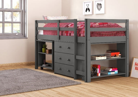 LOW LOFT BED DARK GREY