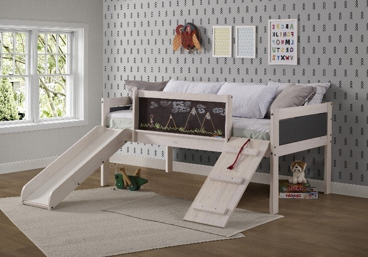 TWIN ART PLAY JUNIOR LOW LOFT WHITE WASH DARK GREY
