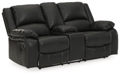 Calderwell Black Double Recl Loveseat w/Console