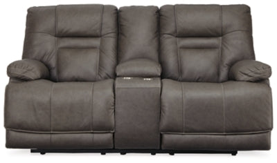 Wurstrow Smoke PWR REC Console Loveseat/ADJ Headre