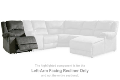 Benlocke Flannel Sectional Left Hand Facing Zero Wall Recliner