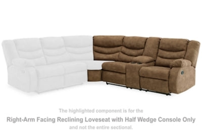 Partymate Brindle Sectional Right Hand Facing Rec Loveseat Sectional Console w/Half Wedg