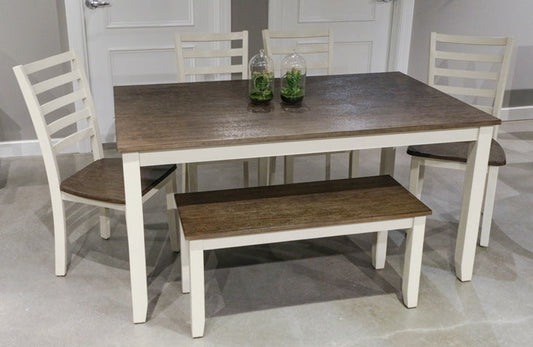4830 6PC DINING TABLE, 4 SIDE CHAIRS & BENCH