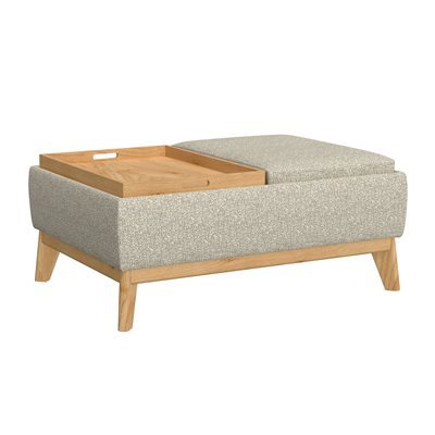 U3946 OTTOMAN W/ STORAGE AND TRAYS - GREY