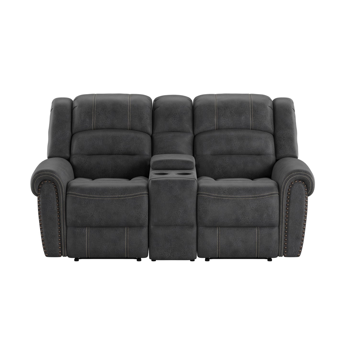 BALDWIN MOTION GLIDER LOVESEAT W/CONSOLE -GREY