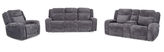 Lucie Charcoal - 70150M L3-2M-T-R (154120) Manual Reclining Sofa w/ Dropdown Table & Reading Light