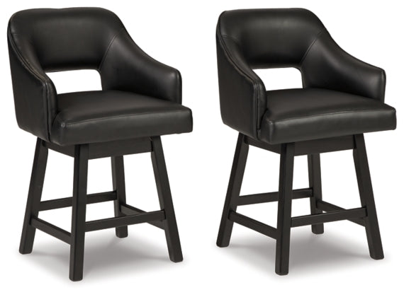 Tallenger Black/Dark Brown Uph Swivel Barstool (2/Cn)