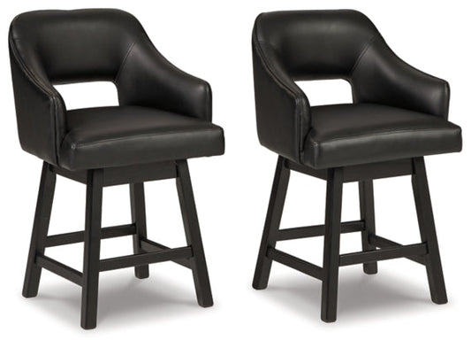 Tallenger Black/Dark Brown Uph Swivel Barstool (2/Cn)