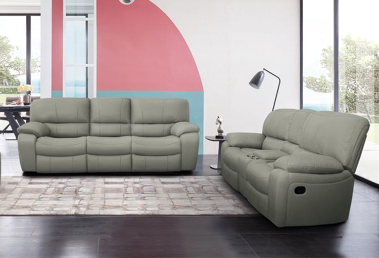 Madras Light Grey Leather - UX8625M L2-2M (1064) Manual Reclining Loveseat