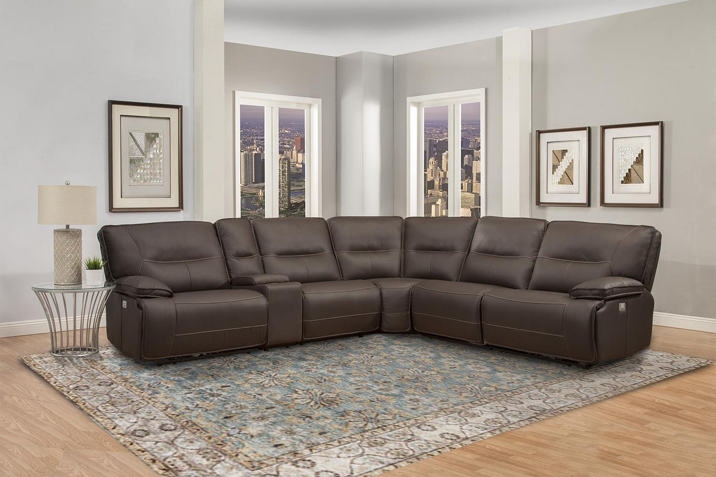 Spartacus Chocolate Sectional Sectional Armless Recliner