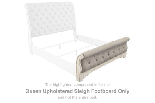 Realyn Chipped White Queen Uph Sleigh Footboard