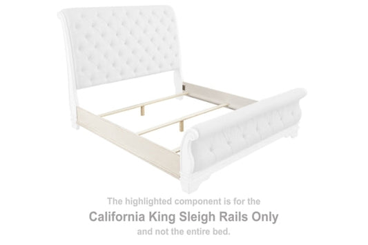Realyn Chipped White Cal King Sleigh Rails