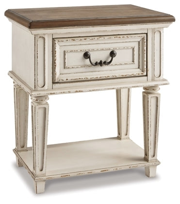 Realyn Chipped White One Drawer Night Stand