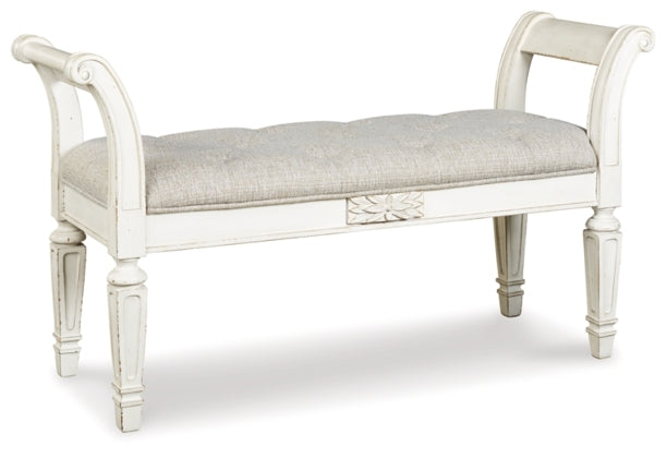 Realyn Chipped White Accent Bench