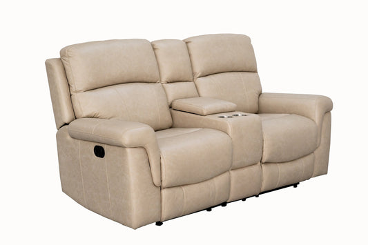 Lambeau Sand Console Loveseat w/ Popout Cup Holders