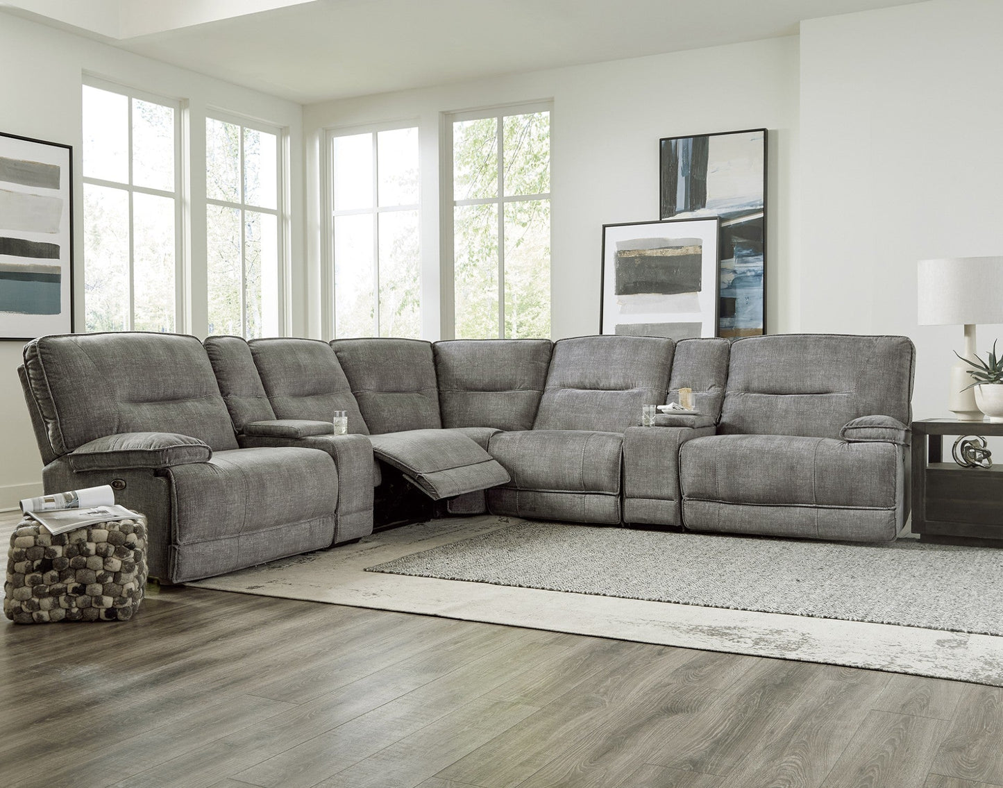 Harbortown Charcoal Dual Power Armless Recliner