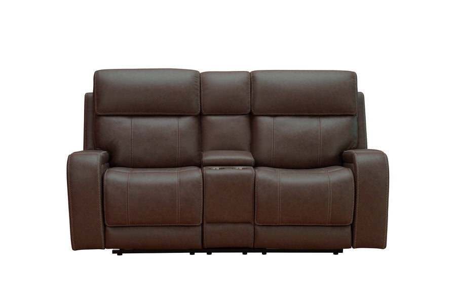 Newport Walnut Dual Power Console Loveseat w Popout Cup Holders
