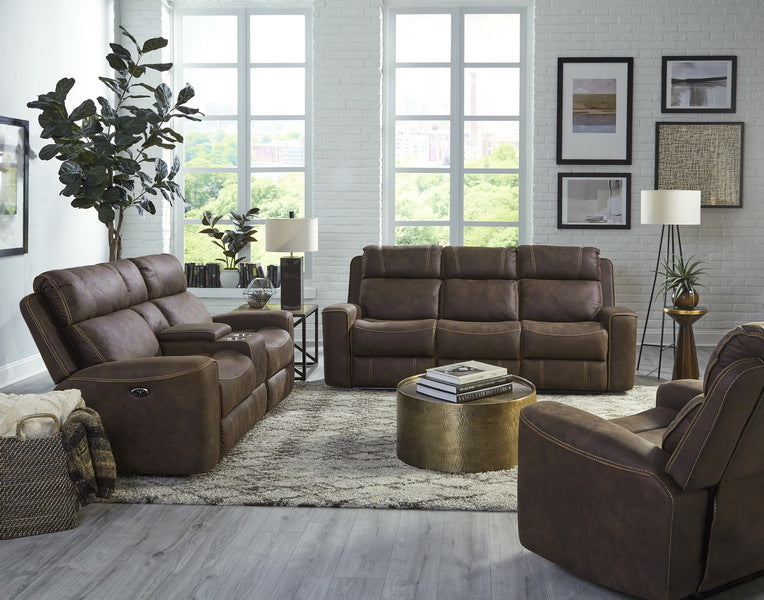 Telluride Chocolate Dual Power Sofa w Dropdown Table