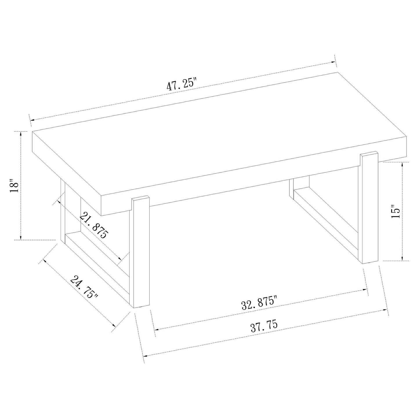 Pala Rectangular Coffee Table with Sled Base White High Gloss and Natural