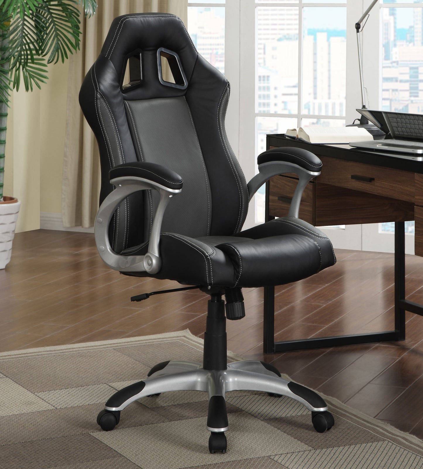 Roger AdjusTable Height Office Chair Black and Grey