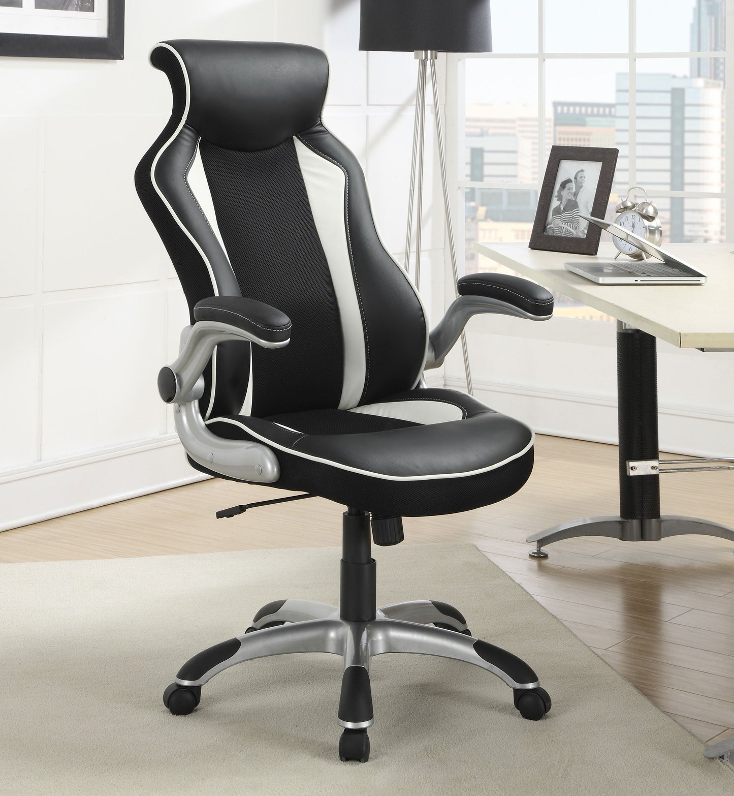 Dustin AdjusTable Height Office Chair Black and Silver