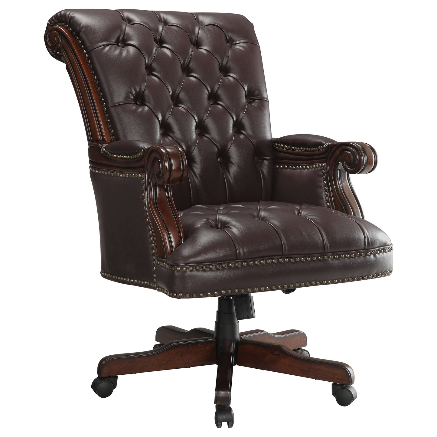 Calloway Tufted AdjusTable Height Office Chair Dark Brown