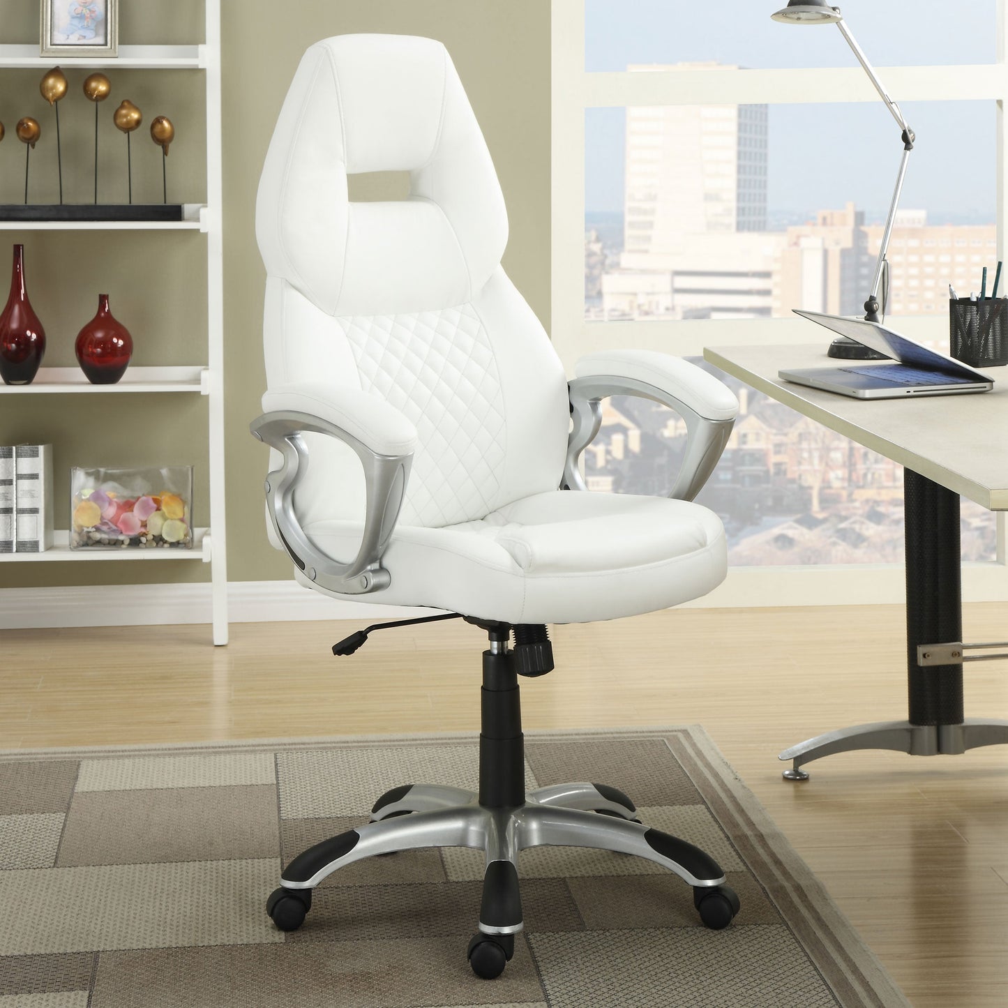 Bruce AdjusTable Height Office Chair White and Silver