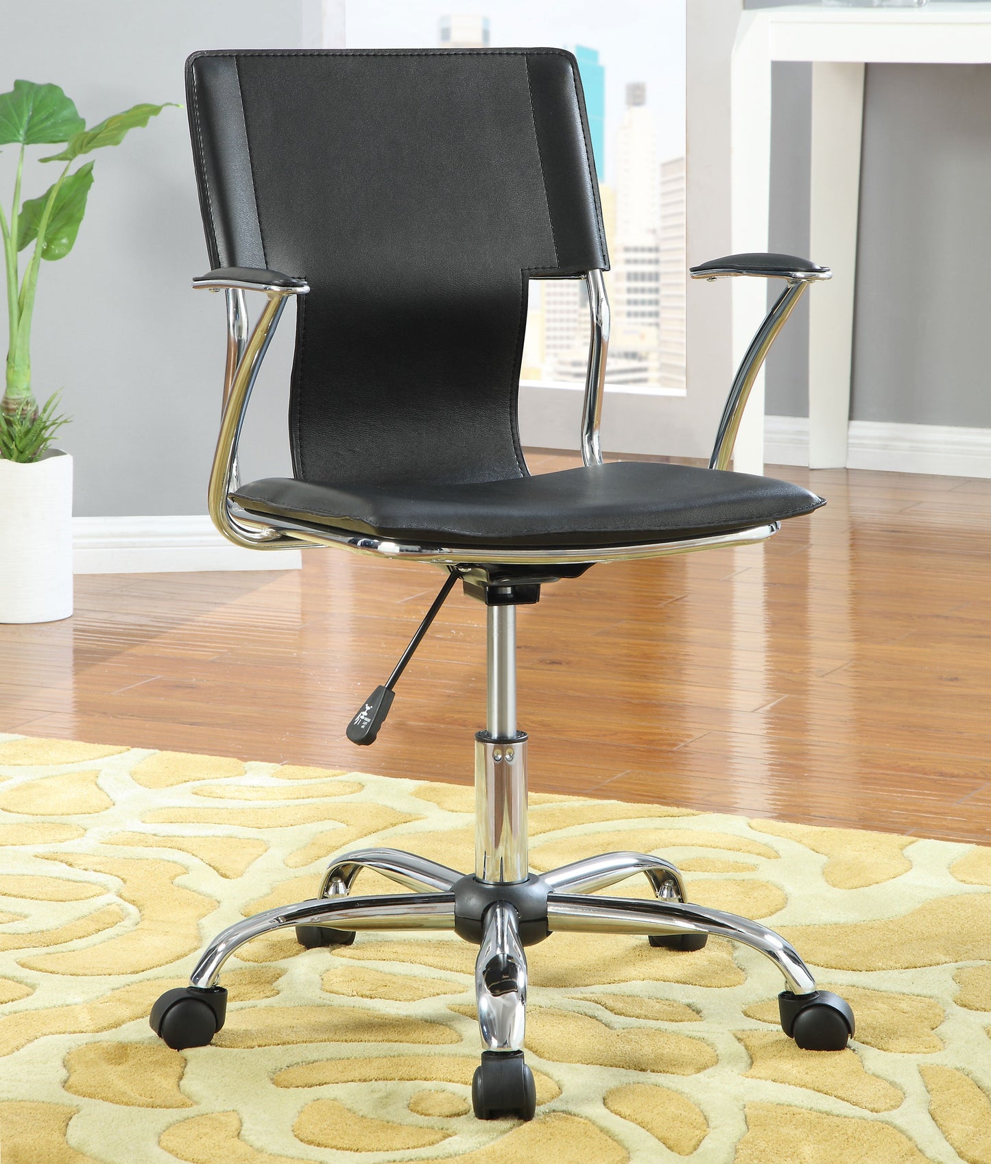 Himari AdjusTable Height Office Chair Black and Chrome