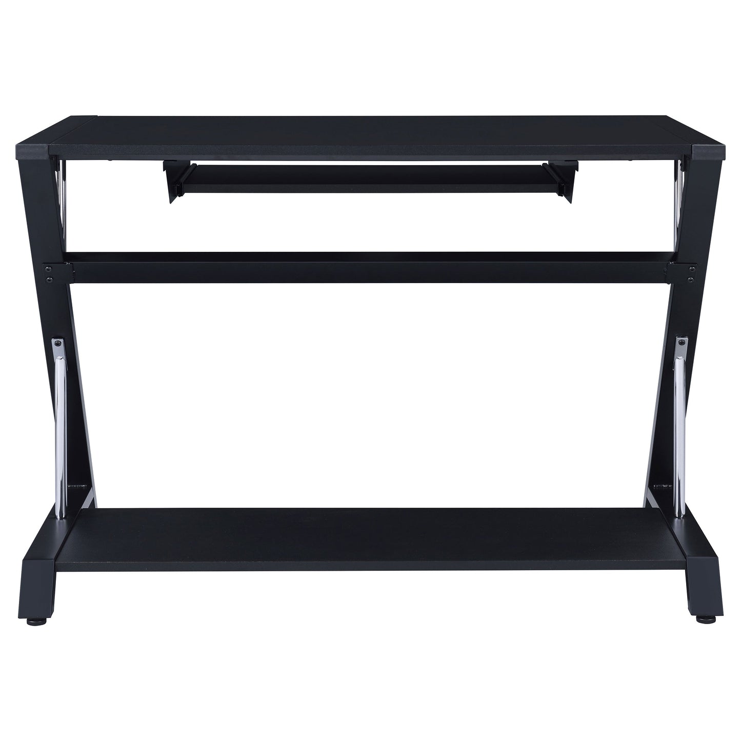 Mallet Computer Desk with Bottom Shelf Black