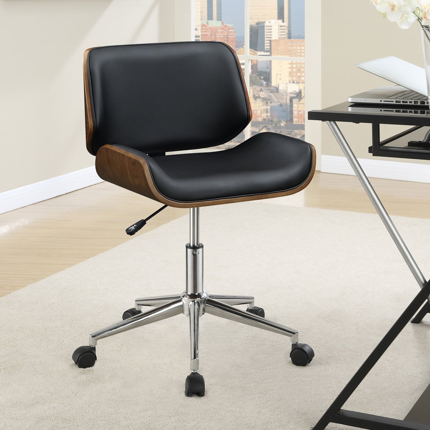 Addington AdjusTable Height Office Chair Black and Chrome