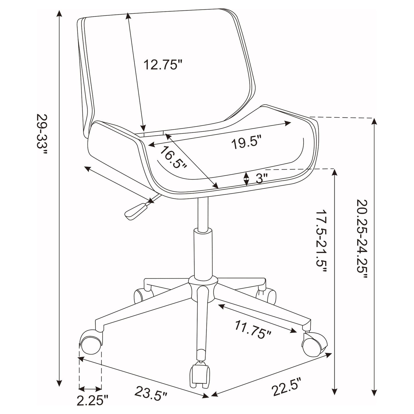 Addington AdjusTable Height Office Chair Black and Chrome