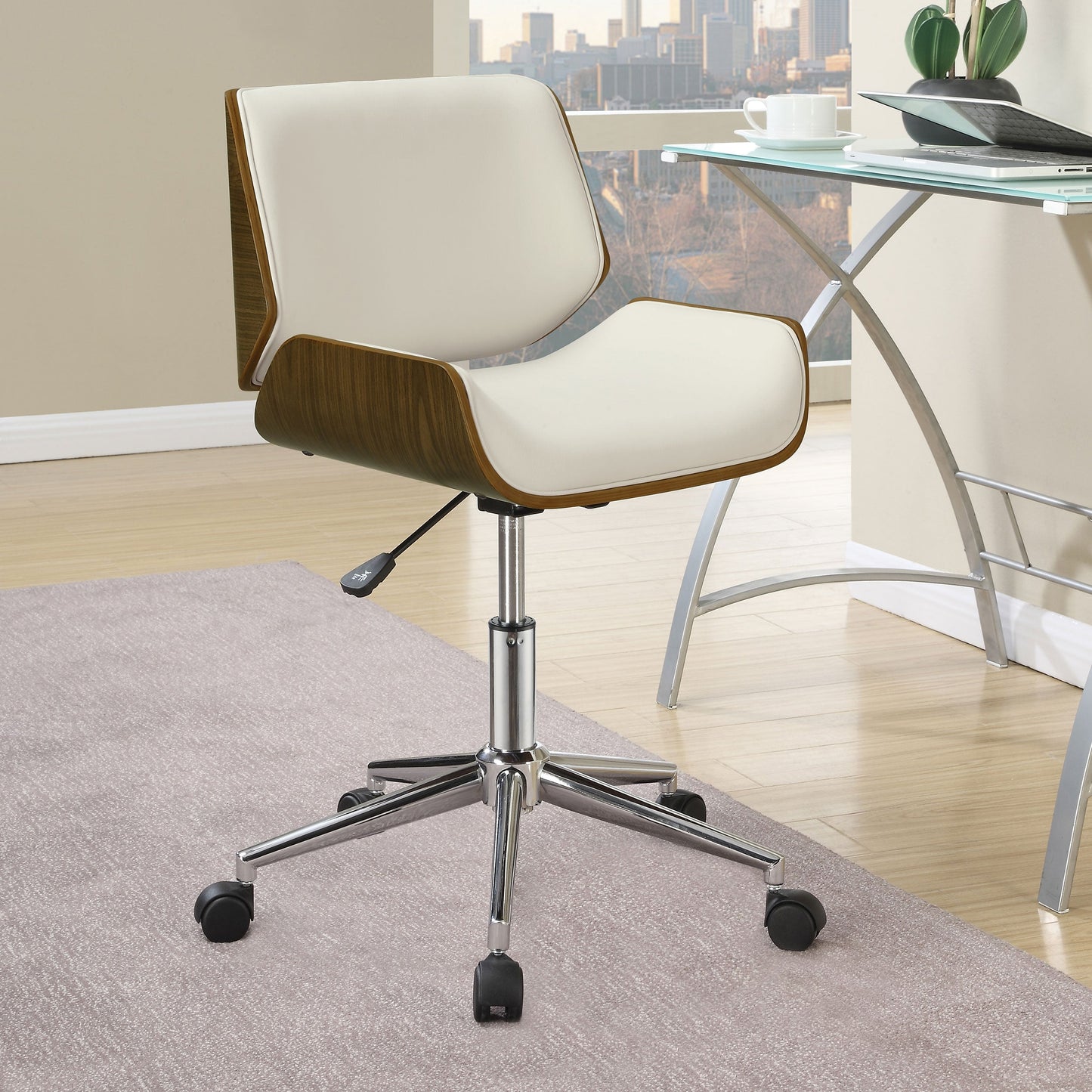 Addington AdjusTable Height Office Chair Ecru and Chrome